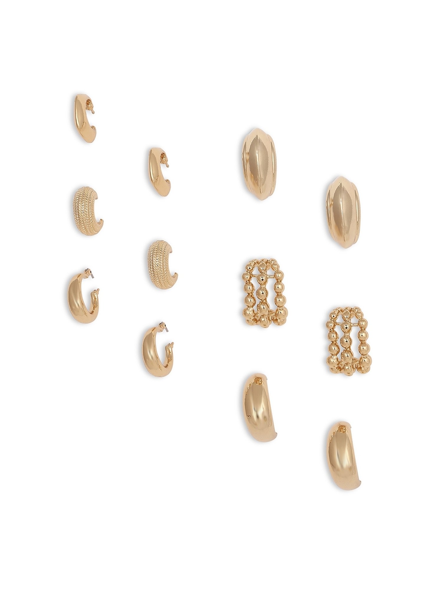 Lilly & Sparkle Gold-Toned Mix Featured Hoop Earrings - Set of 6