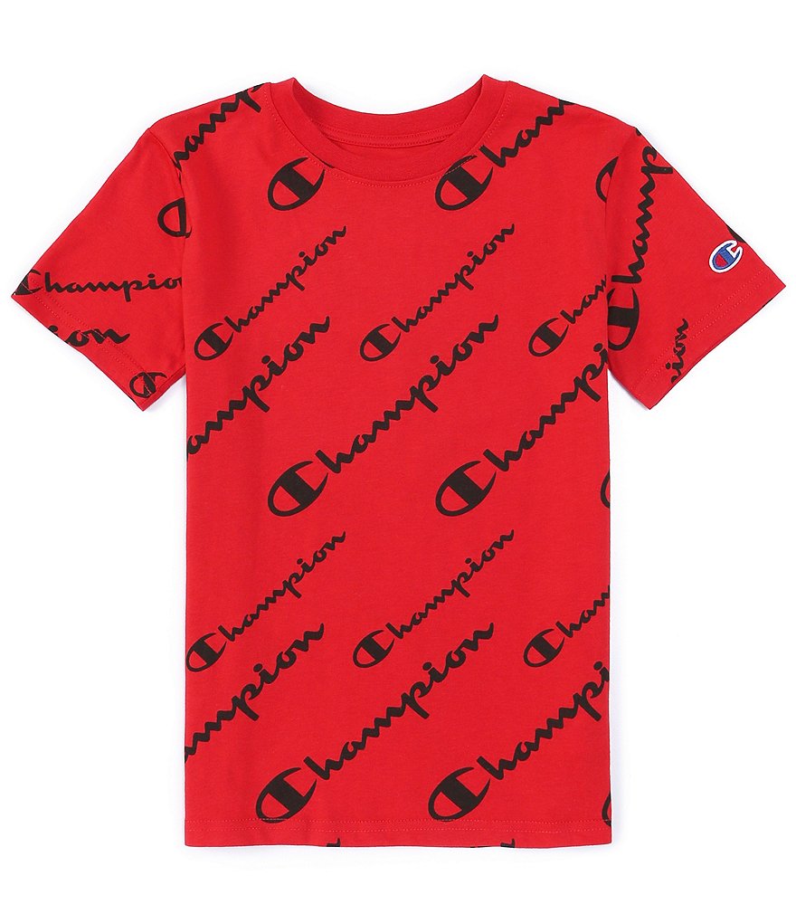 Champion Big Boys 8-20 Short-Sleeve Repeating-Logo AOP Tee