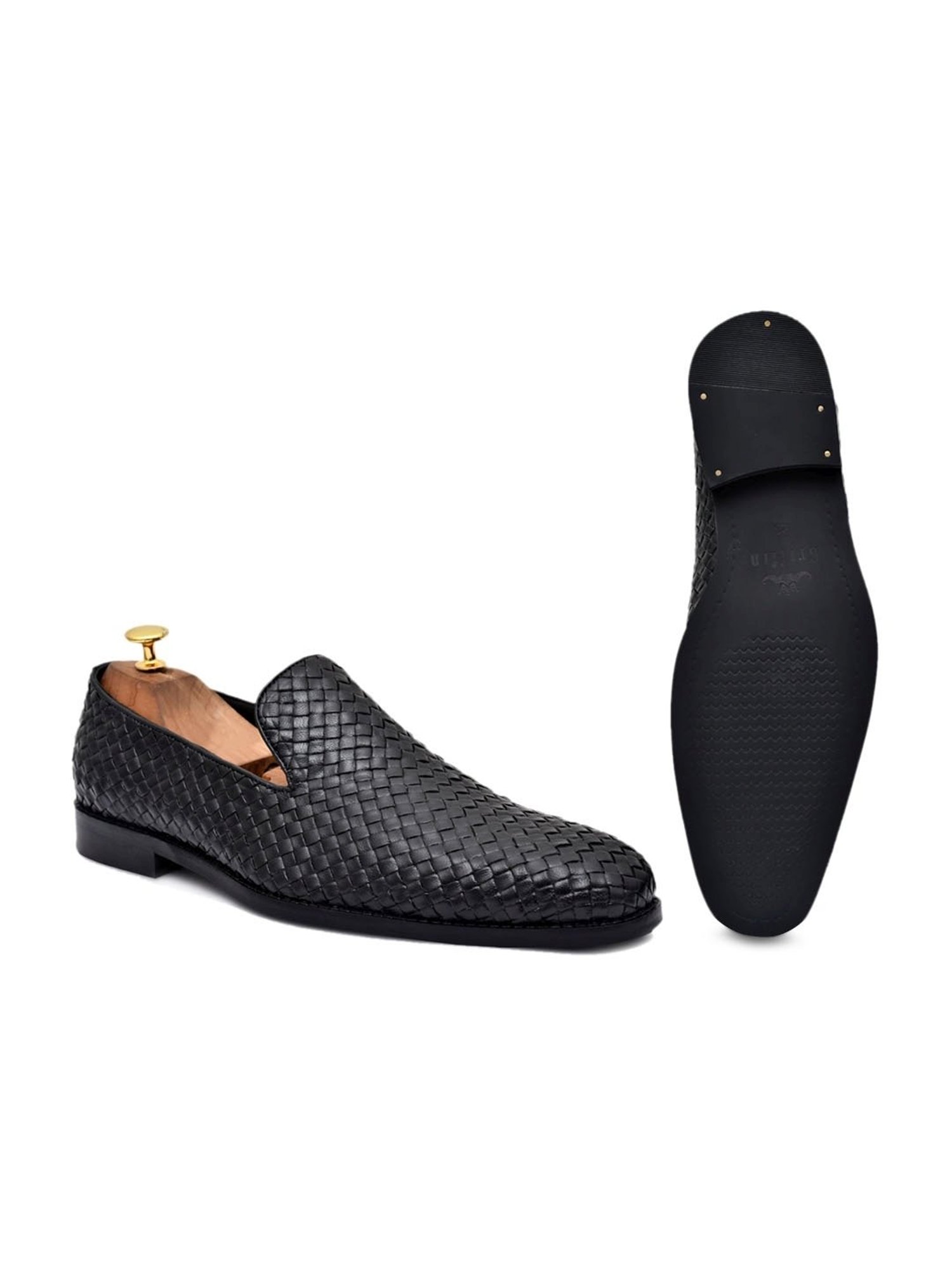 Griffin Men's MAROUSH BURNISHED HAND WOVEN Black Loafers