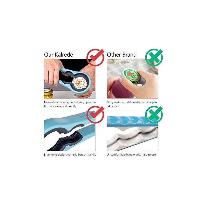 Rubber Jar Opener for Weak Hands or Seniors with Arthritis- 4 in 1 Can Opener Bottle Opener with Easy Grip & Non-Slip Handle for Arthritic Hands - Kitchen Cooking Gadgets (Blue,1 Pack)