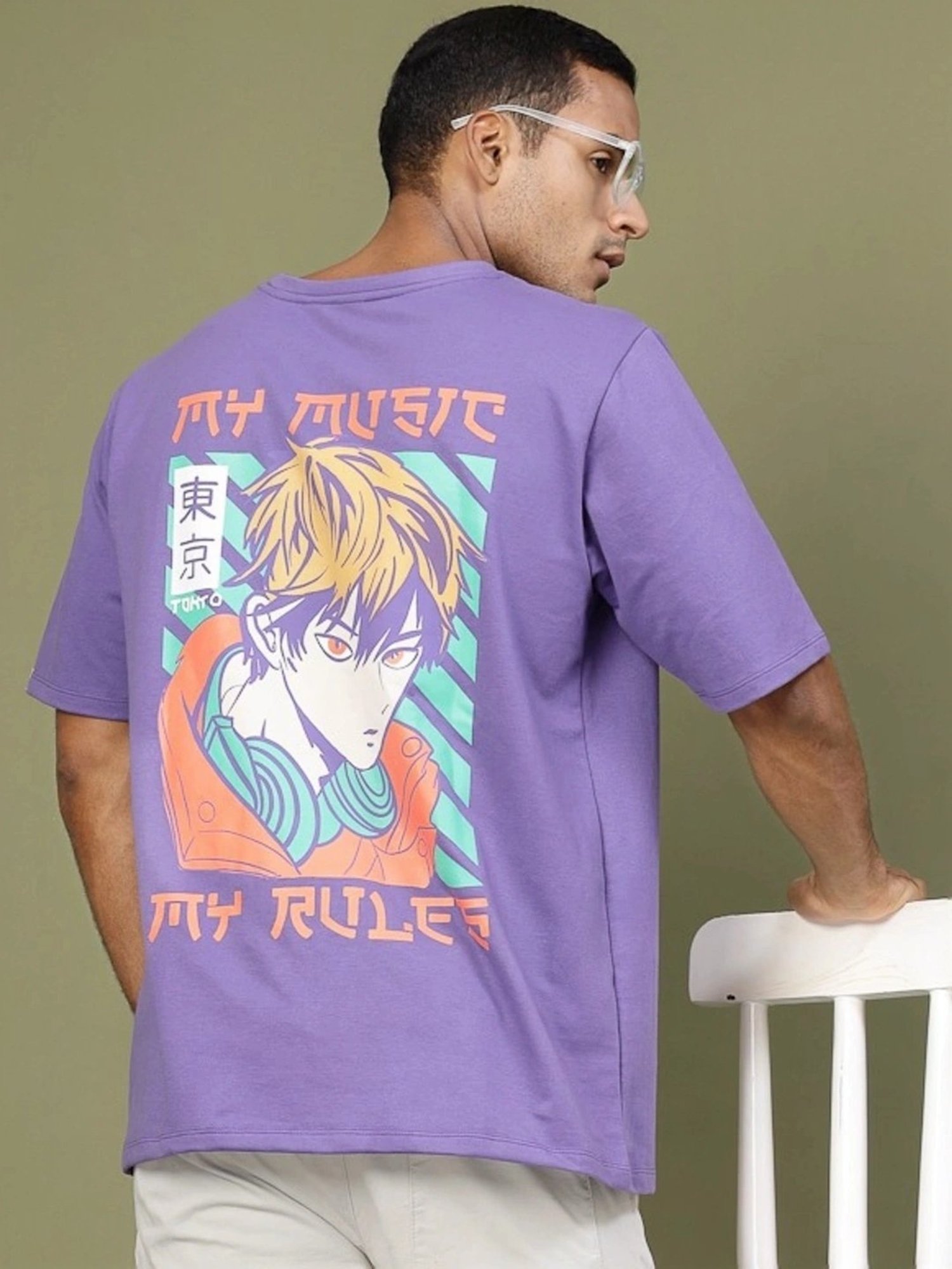 Rigo Purple Cotton Loose Fit Typography T-Shirt