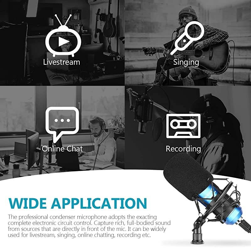 USB Microphone 192KHZ/24Bit Plug & Play Computer Cardioid Mic Podcast Condenser Microphone with Professional Sound Chipset for Livestreaming/YouTube/Gaming Recording/Voice Over(NW-8000-USB)