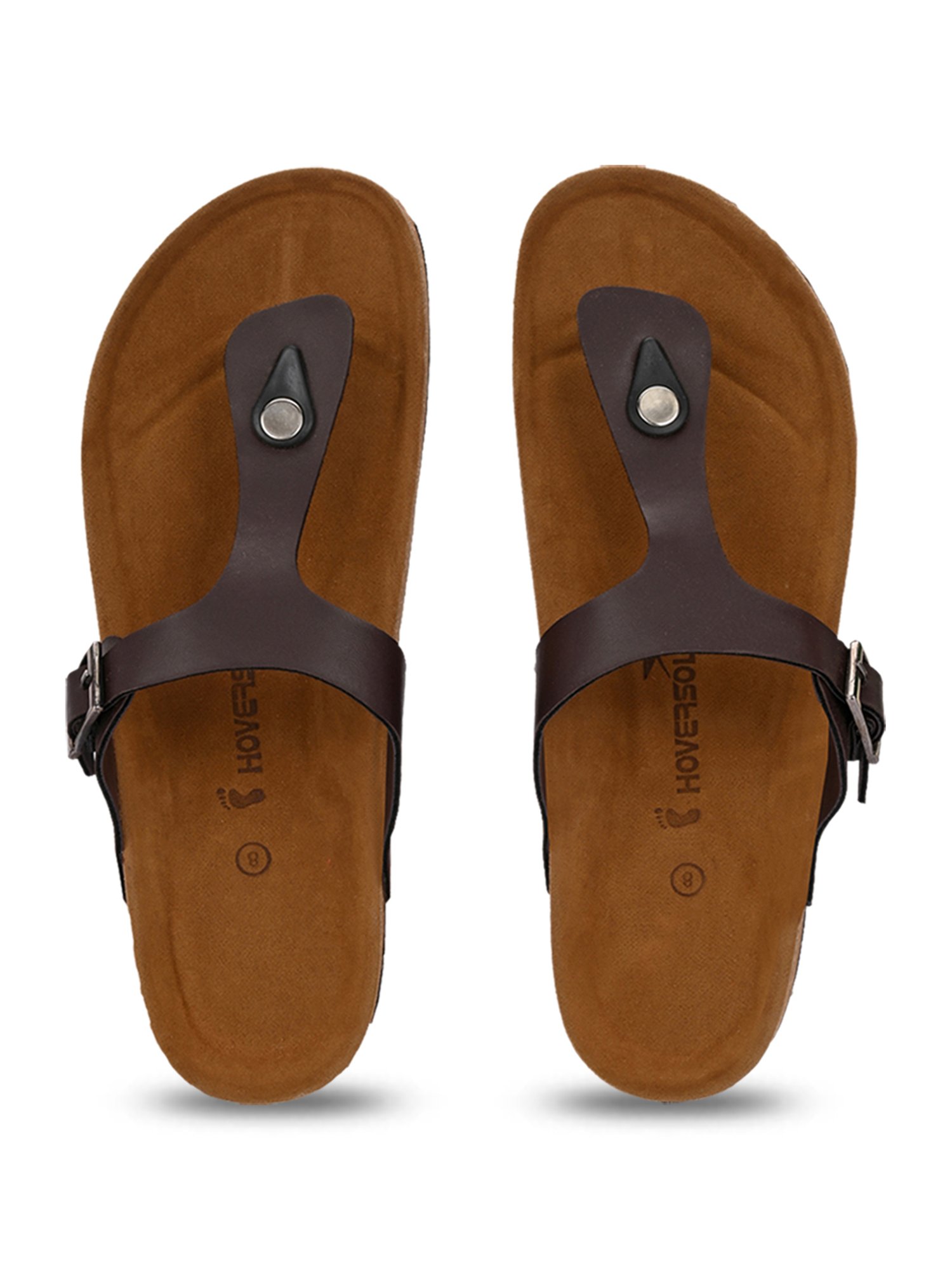 Hoversole Men's Brown Cork T-Strap Sandals