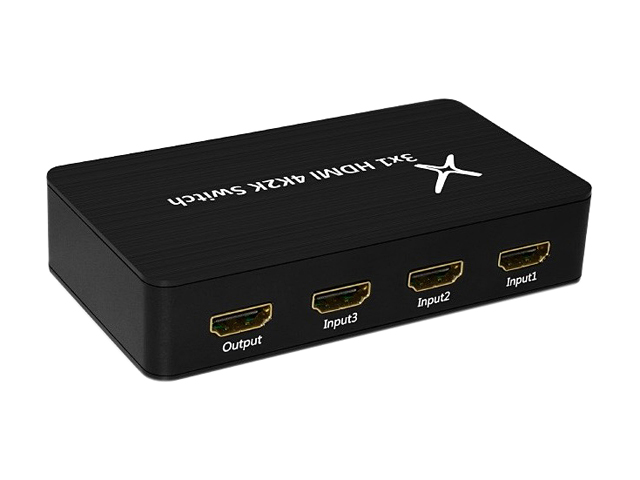 XtremPro 11006 HDMI Switch Ultra Slim 3x1 Ports, 3 in 1 out Aluminum w/ IR Remote & AC Adapter, Supports HDTV, 4K2K 1080P, 720P, Full 3D for PS, Xbox, Nintendo, Projector - Black