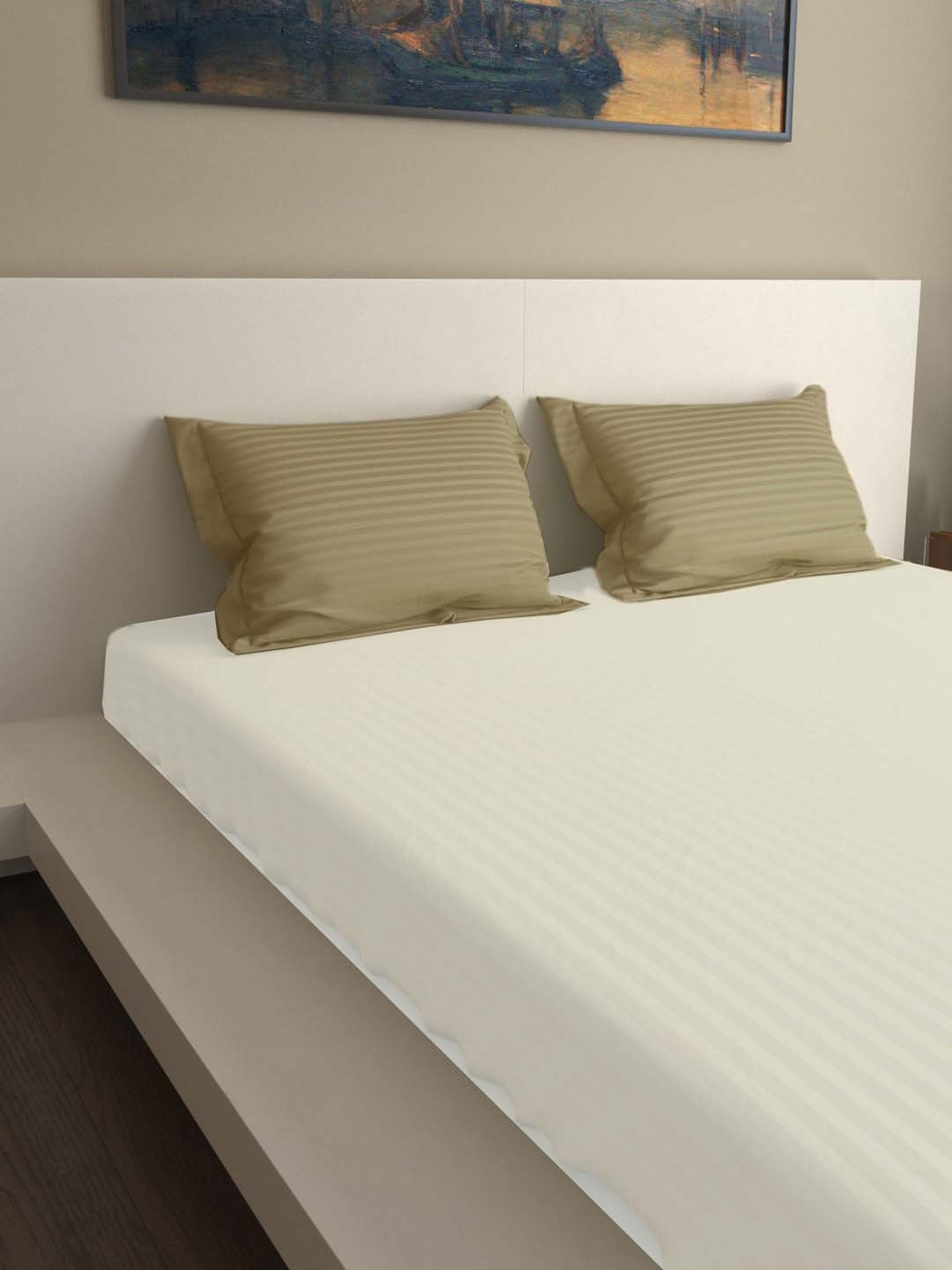 Mark Home Green 400 TC Premium Stripes Pillow - Set of 2