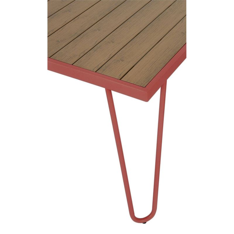 Paulette Square Patio Table & Bench Set - Persimmon Red - Novogratz