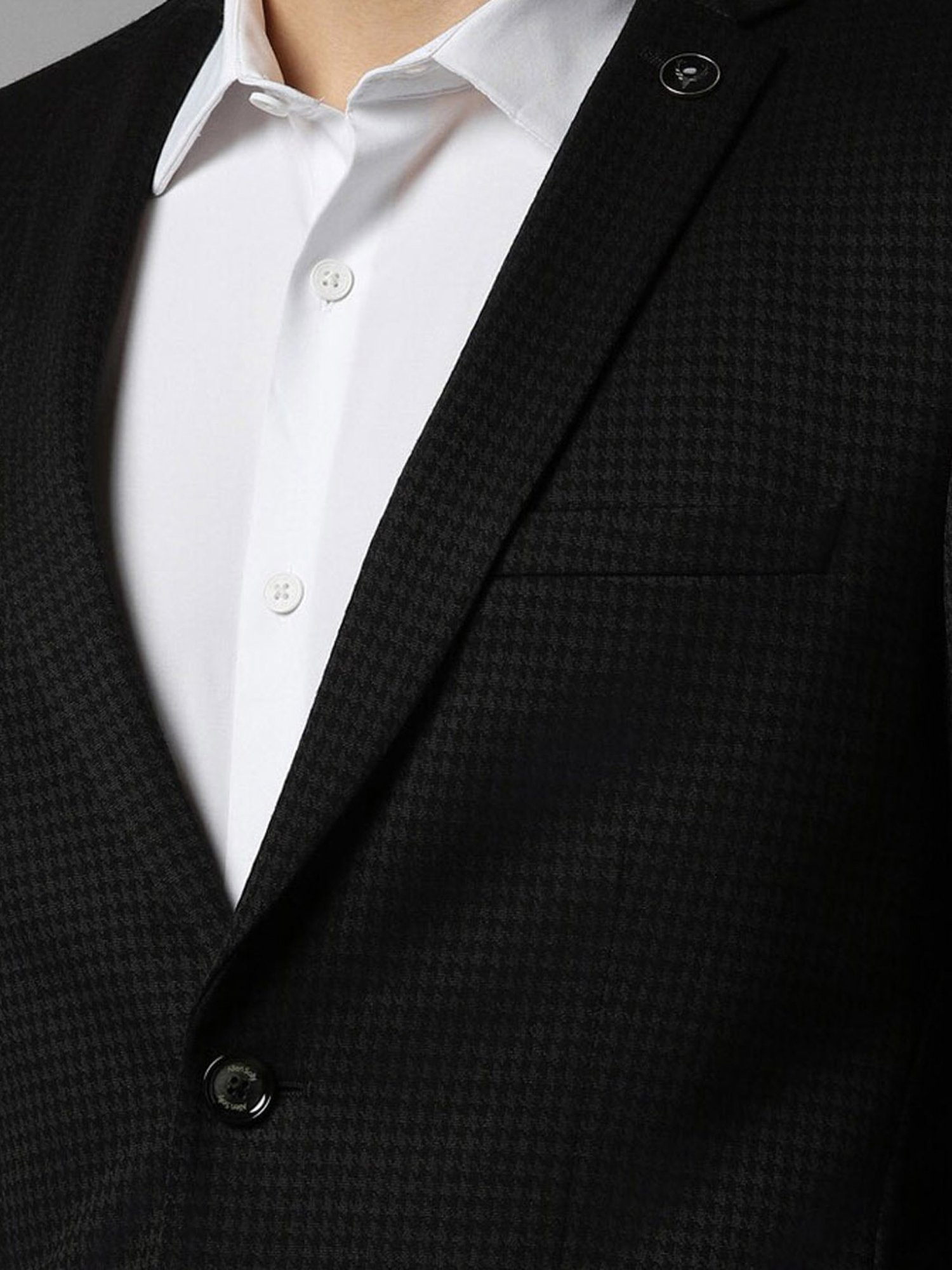 Allen Solly Black Slim Fit Checks Blazer