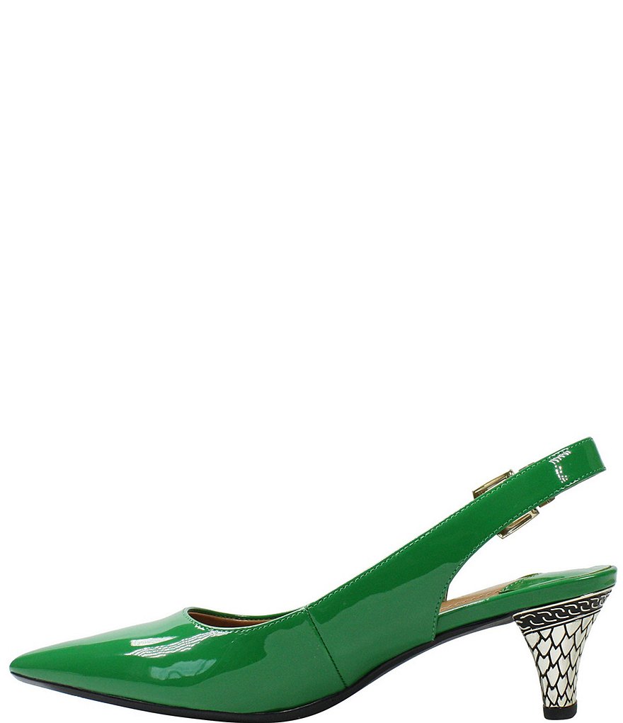 J. Renee Mayetta Patent Embossed Heel Sling Pumps