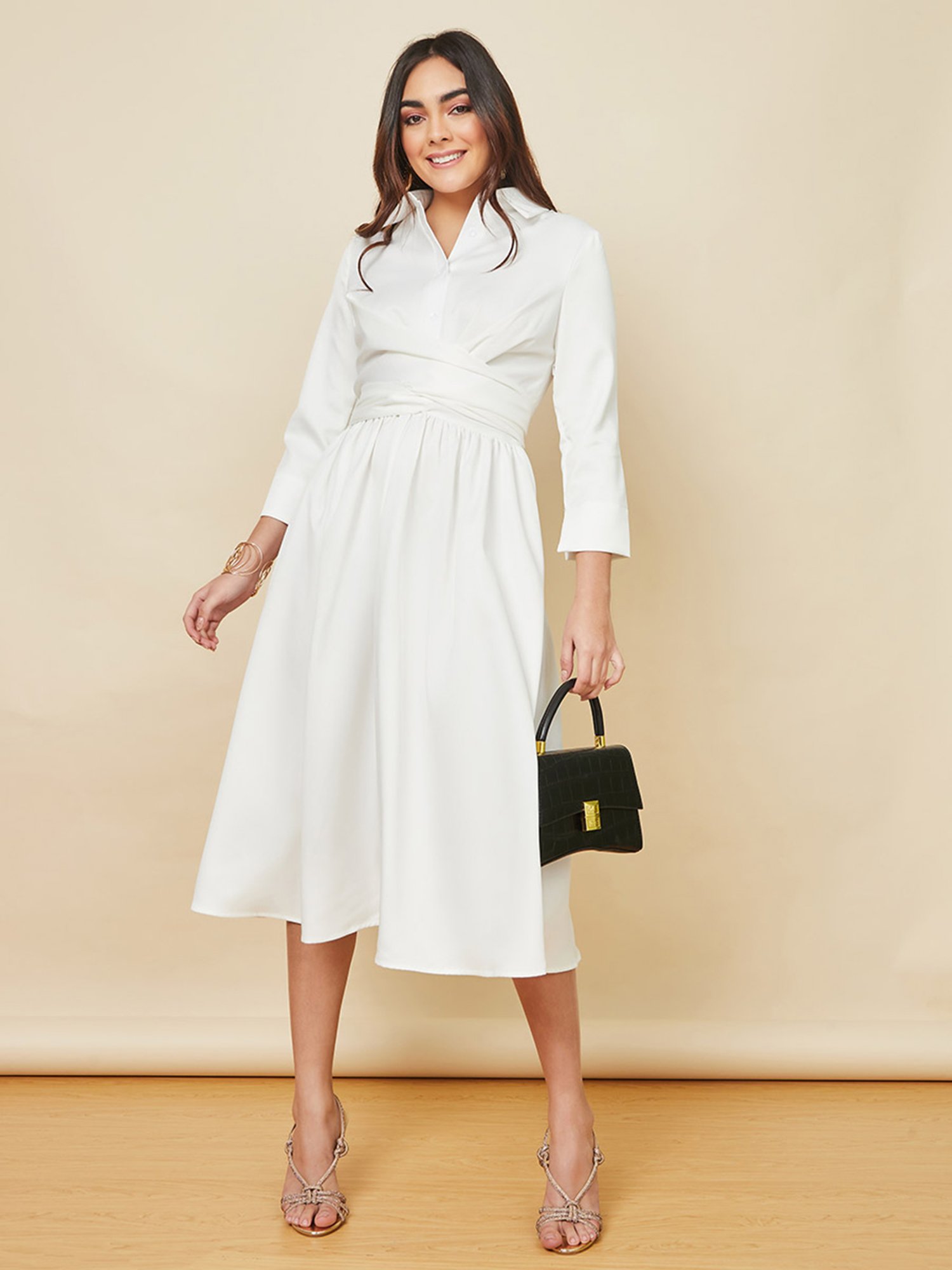 Styli White Regular Fit Midi Dress