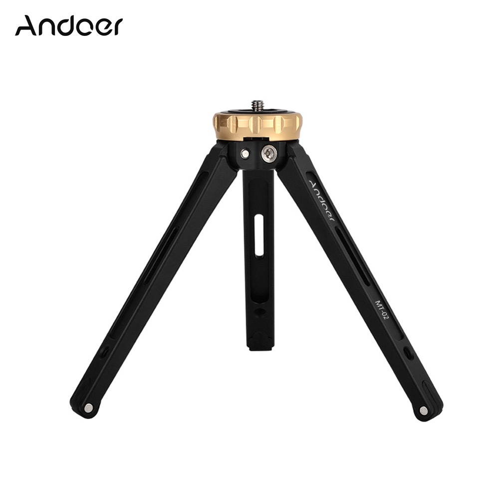 Andoer MT-02 Mini Desktop Tripod Aluminum Alloy 1/4" Screw Max. Load 15kg/ 33lbs for DSLR Digital Video Camera DV
