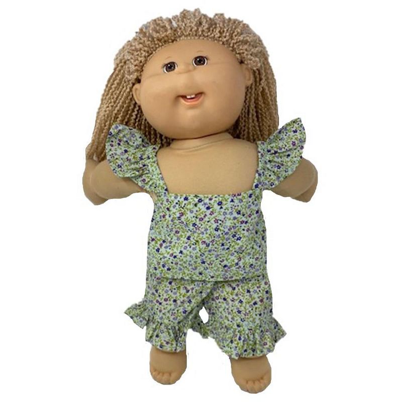 The Queen's Treasures Little House on the Prairie Green Calico Dress, Bonnet & Apron for 18" American Girl Dolls