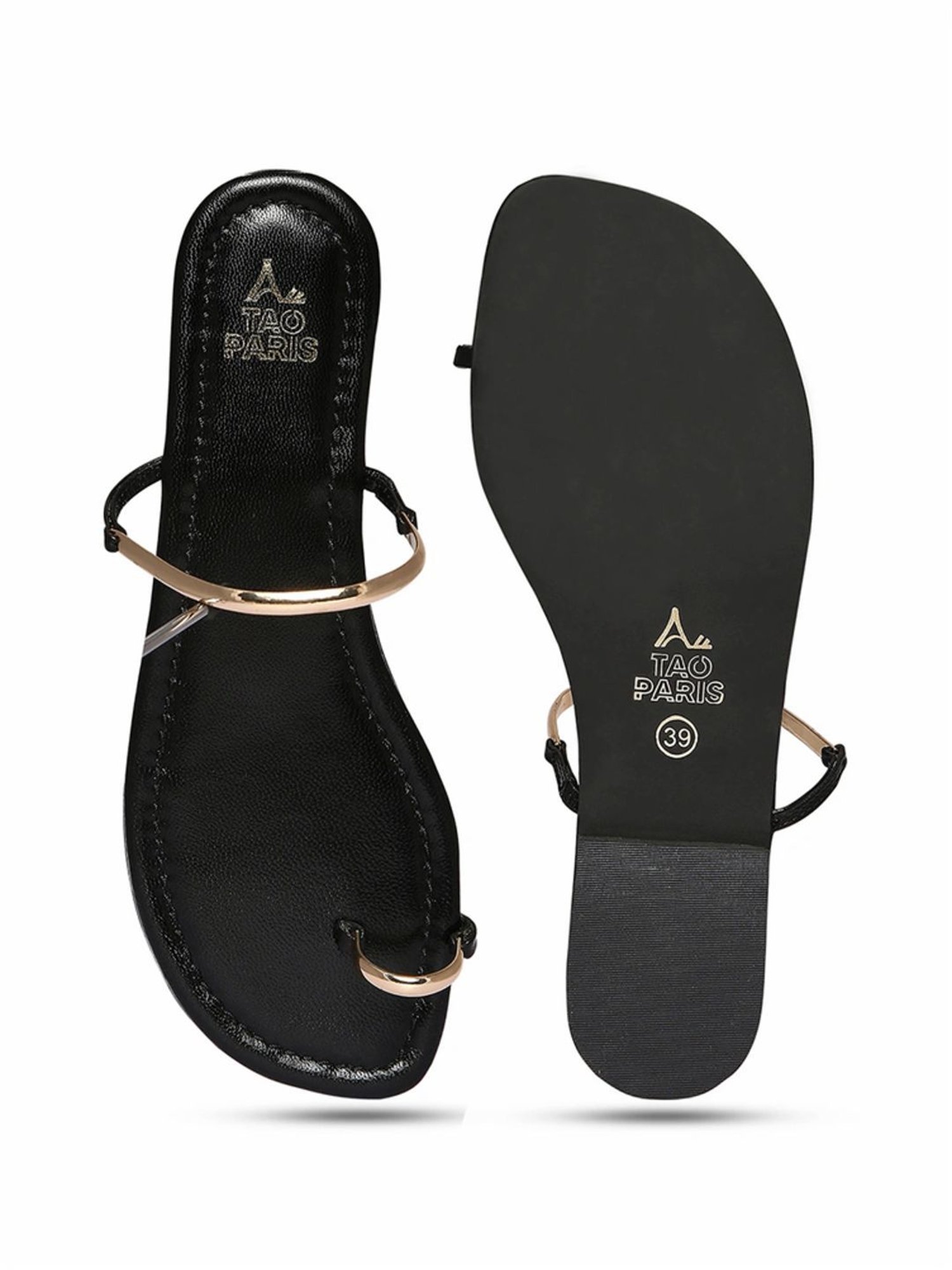 Tao Paris Women's Saylina Black Toe Ring Sandals