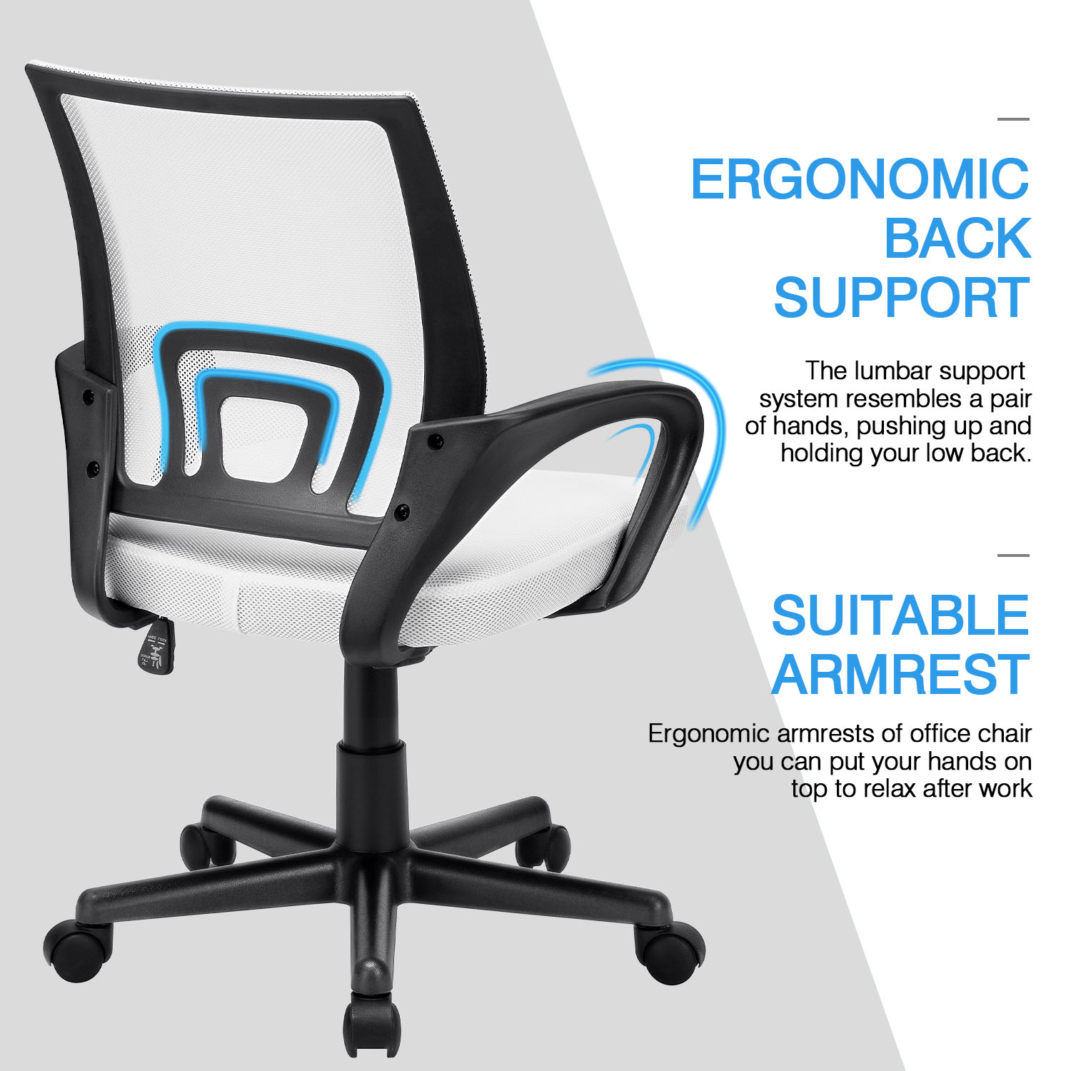 Vitesse Office Chair Mesh Desk Chair Ergonomic Computer Chair with Lumbar Support Modern Executive Adjustable Chair Rolling Swivel Chairs for Women Men,Grey