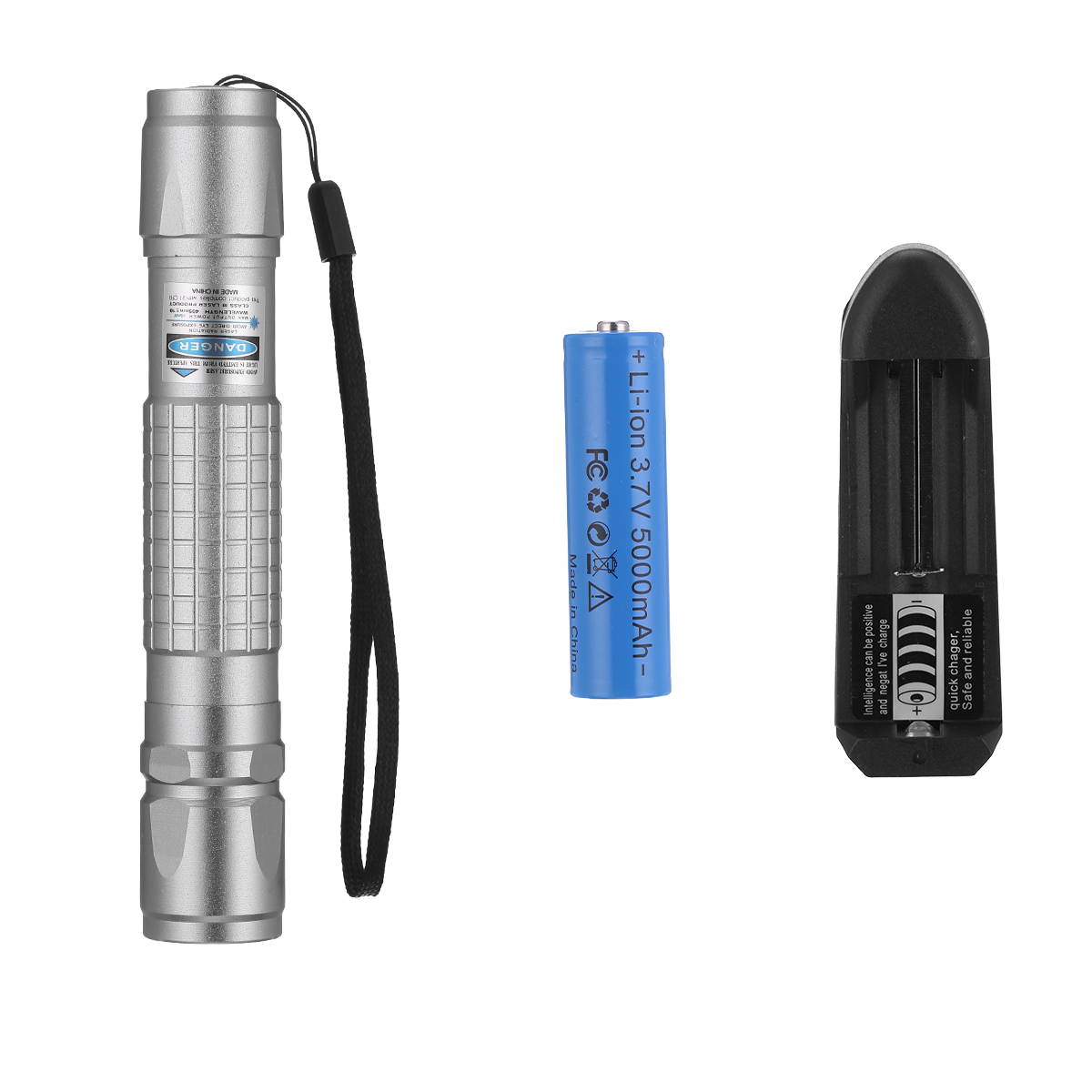 Purple Laser Pointer with Battery Charger Flashlight Visible Beam Light Outdoor Lighting Lasers Pen, Silver