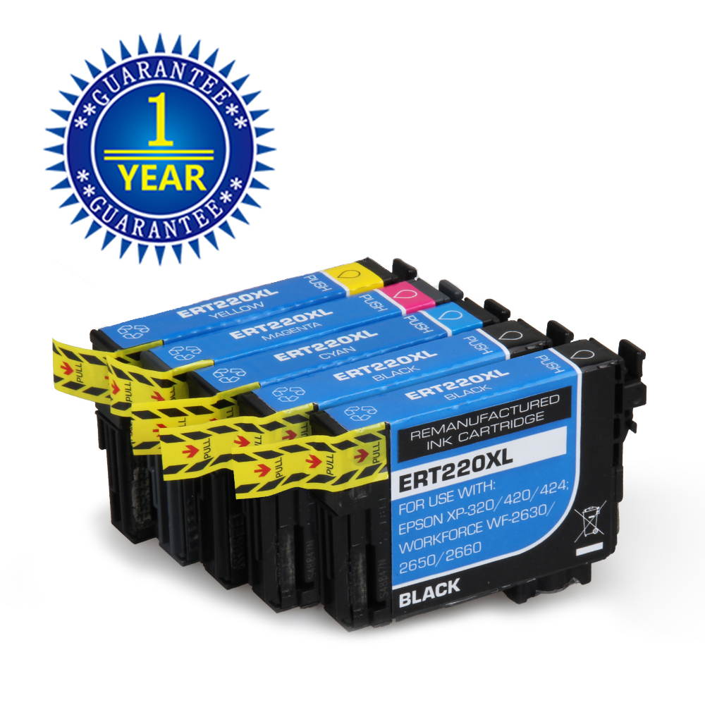 Ink Cartridge Replacement for Epson 220XL 220 T220XL with Epson Workforce WF2630 WF2650 WF2760 WF2660 WF2750 AIO Inkjet Expression Home XP420 XP424 XP320 Photo Printer 5 Packs