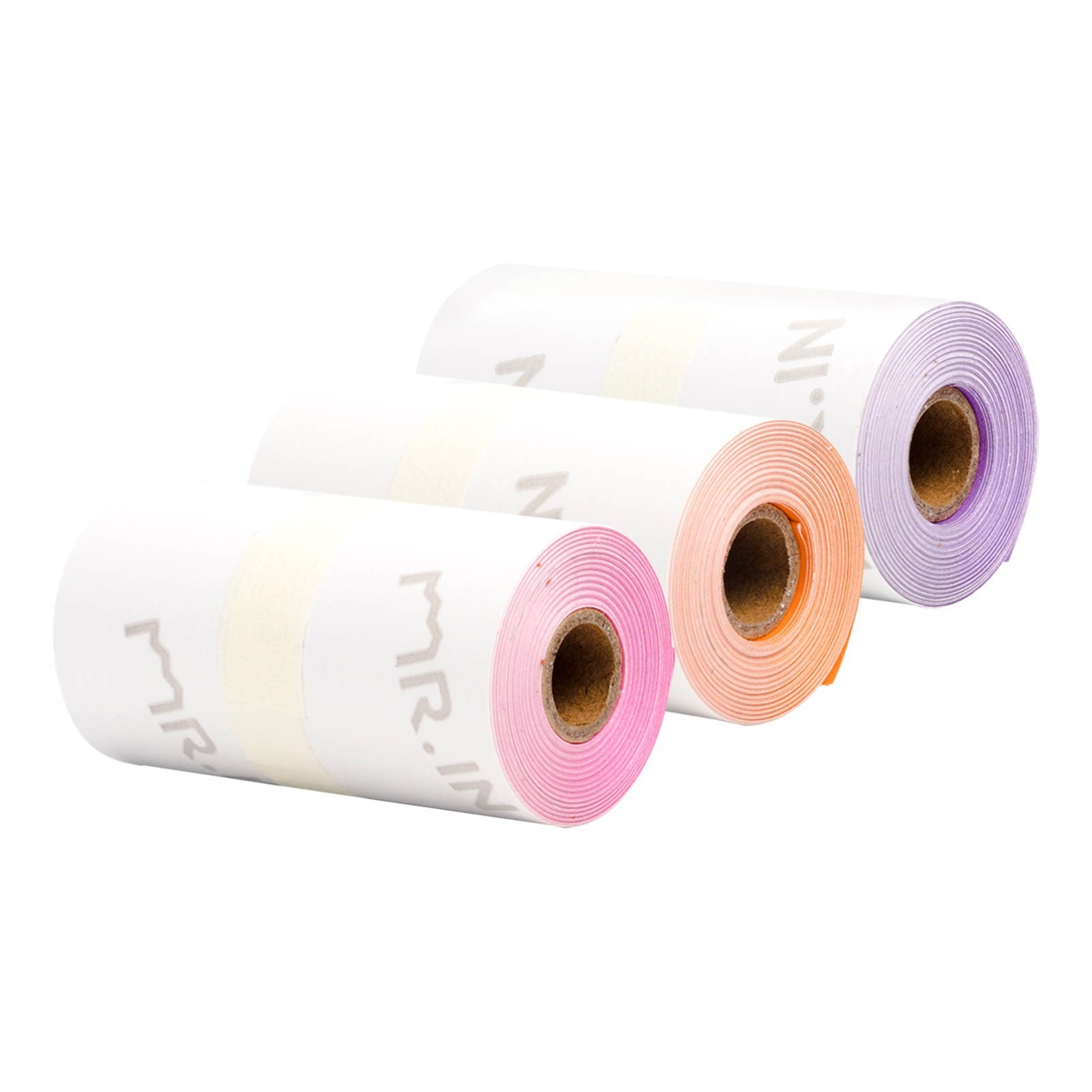 Aibecy 3 Rolls Self-Adhesive Thermal Paper Black on Purple/Rose Red/Orange 50mm*3.5m Compatible with Phomemo M02/M02S Thermal Printers