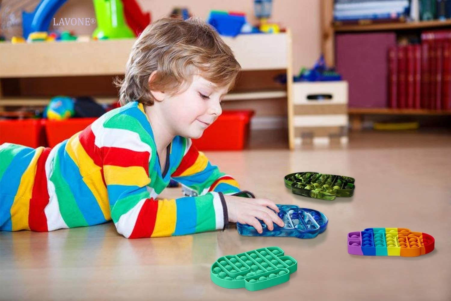 LAVONE Fidget Toys, Push Bubble Fidgets Sensory Toy, Pop Fidget Toy for Kids Adults, Silicone Stress Relief Toy - Blue