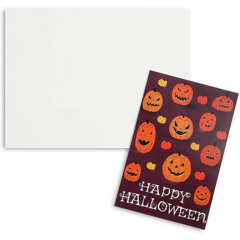 Pipilo Press 36-Pack Halloween Pumpkin Greeting Cards with Orange Envelopes and Stickers (4 x 6 In)