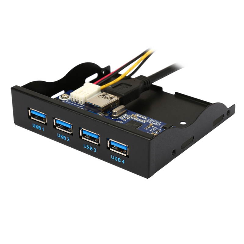 3.5" Internal Floppy Bay Front Panel Motherboard Mainboard USB 3.0 20Pin Header to 4 Port USB 3.0 Female Hub Adapter Bracket w/ 60cm Cable