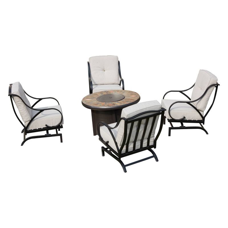 5pc Conversation Steel Patio Seating Sets Cream - Lokatse