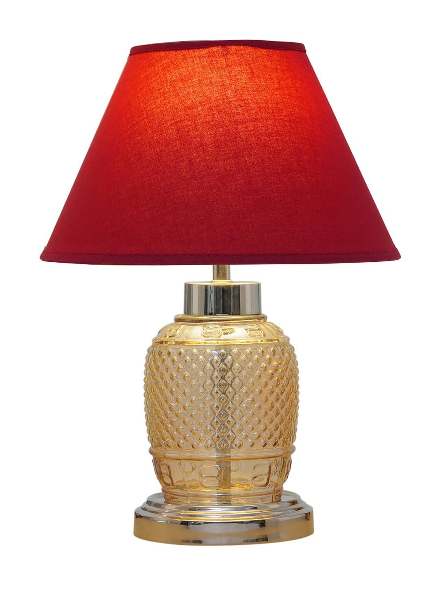Kapoor E Illuminations 'Sanna' Maroon & Antique Gold Glass Table Lamp - Set of 1