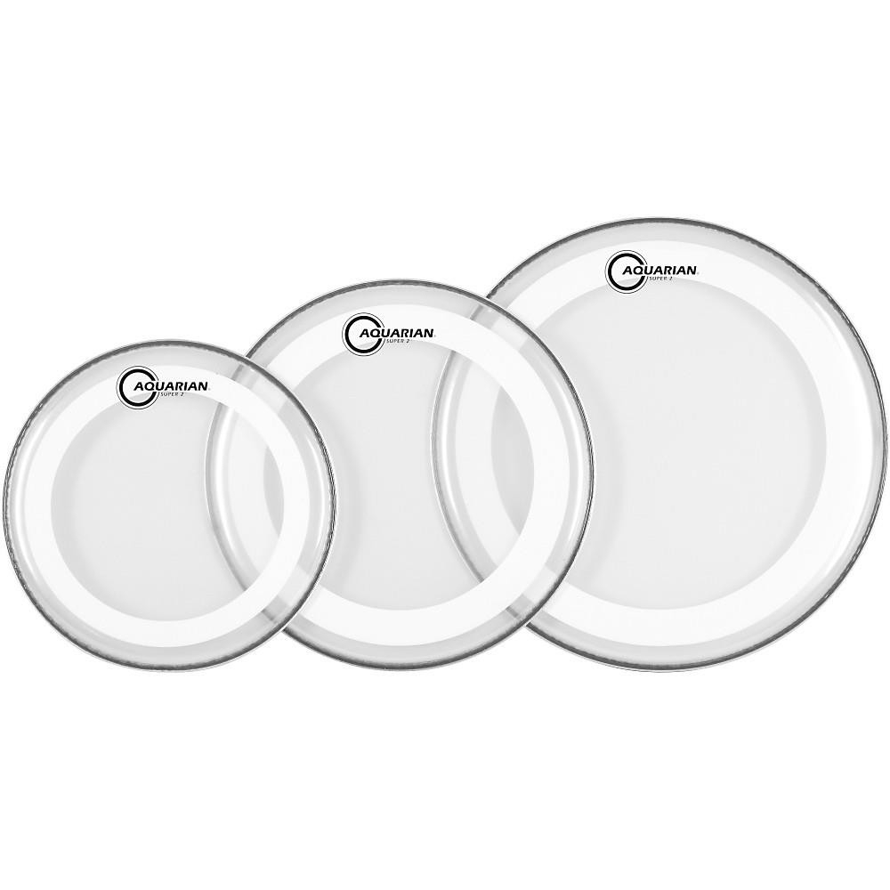 Aquarian Clear Super 2 Drum Head with Studio X Ring Pre Pack (10" 12" 14")
