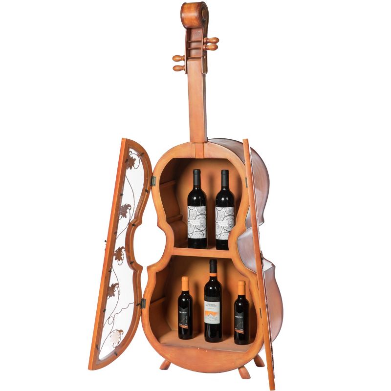 Vintiquewise 4.5 Feet Tall Violin Shaped Cabinet With 2 Shelf and Acrylic Clear Double Door