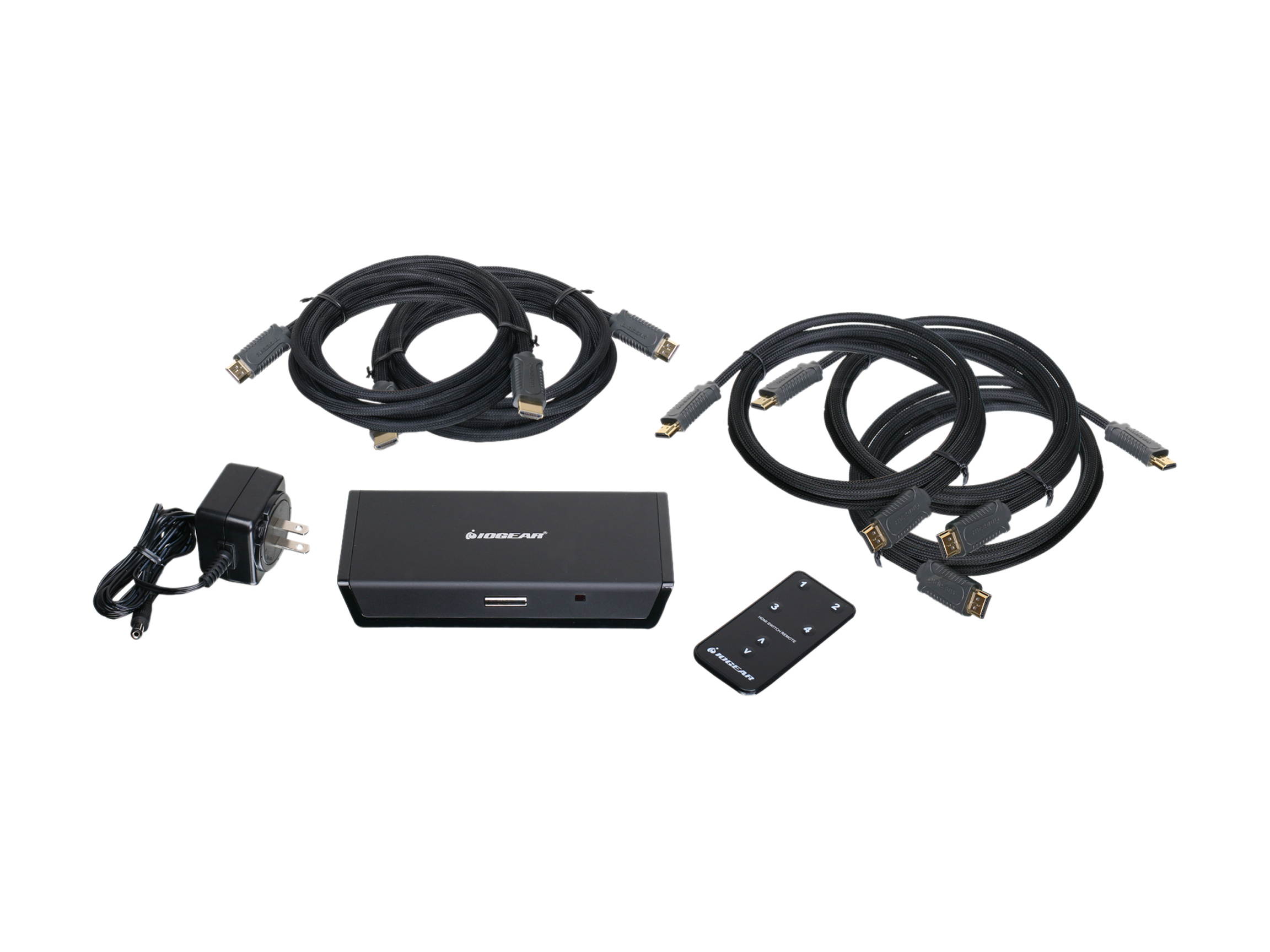 IOGEAR GHDSW4KIT 4-Port HD Audio/Video Switch with Remote and Cables