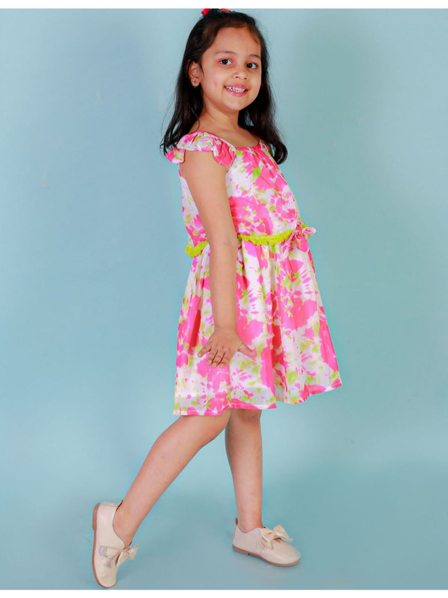 Lil Drama Kids Pink Floral Print Dress
