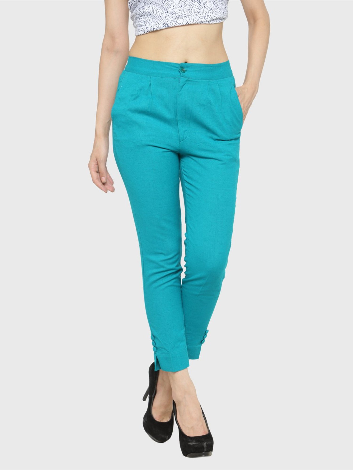 Indibelle Turquoise Cotton Trousers