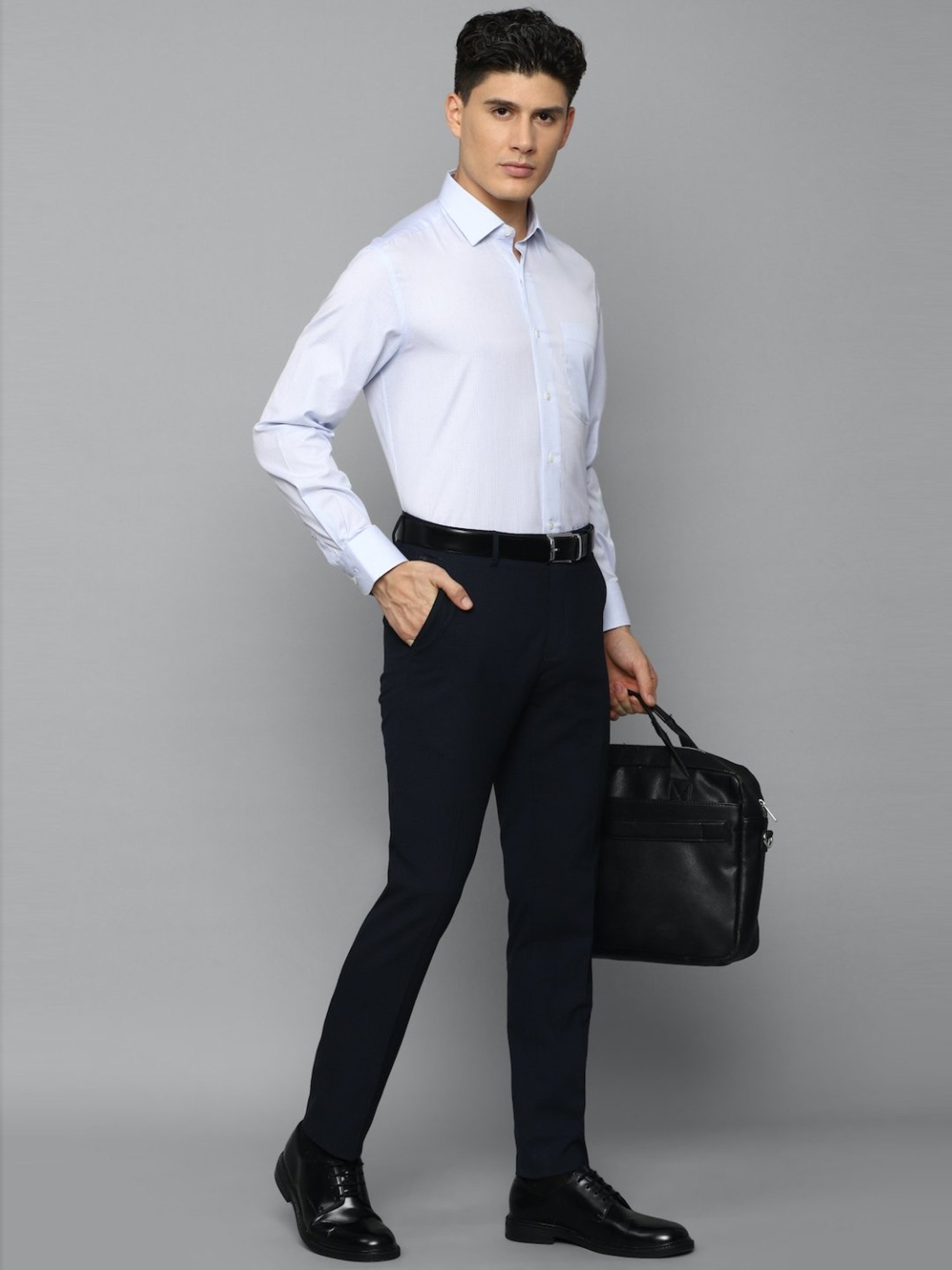 Luxure By Louis Philippe Blue Cotton Regular Fit Checks Shirt