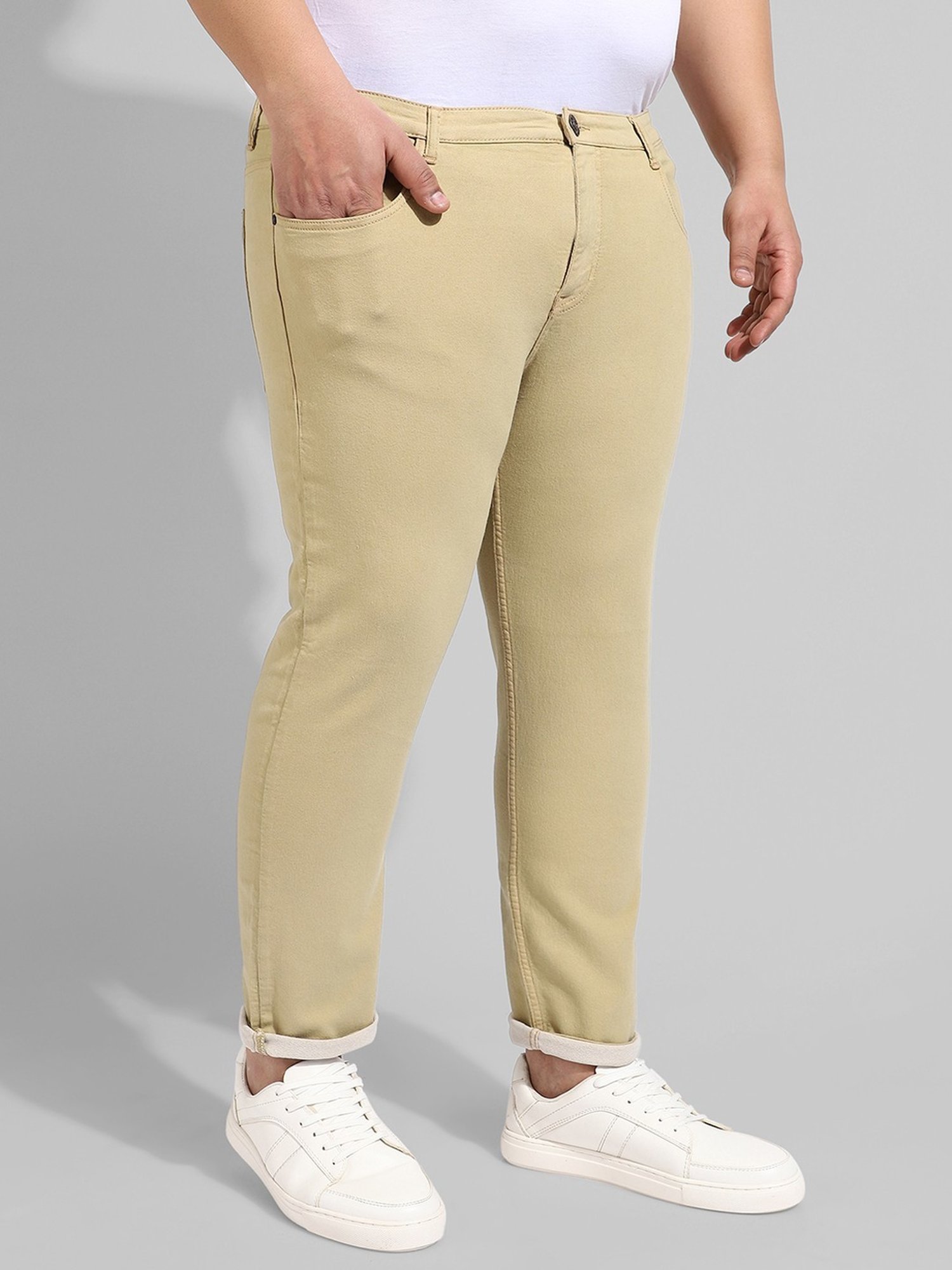 Instafab Plus Beige Regular fit Plus Size Jeans