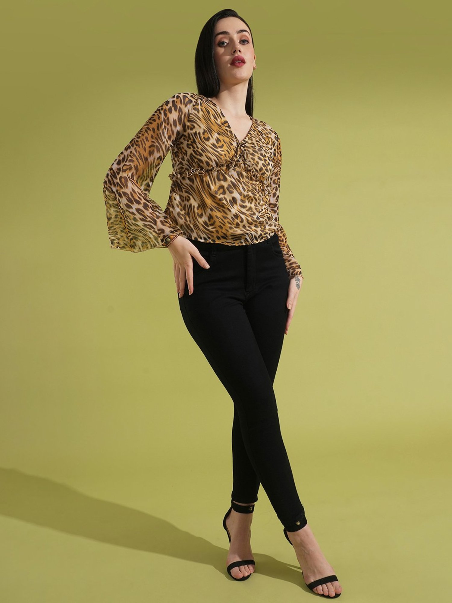 Globus Brown Animal Print Top