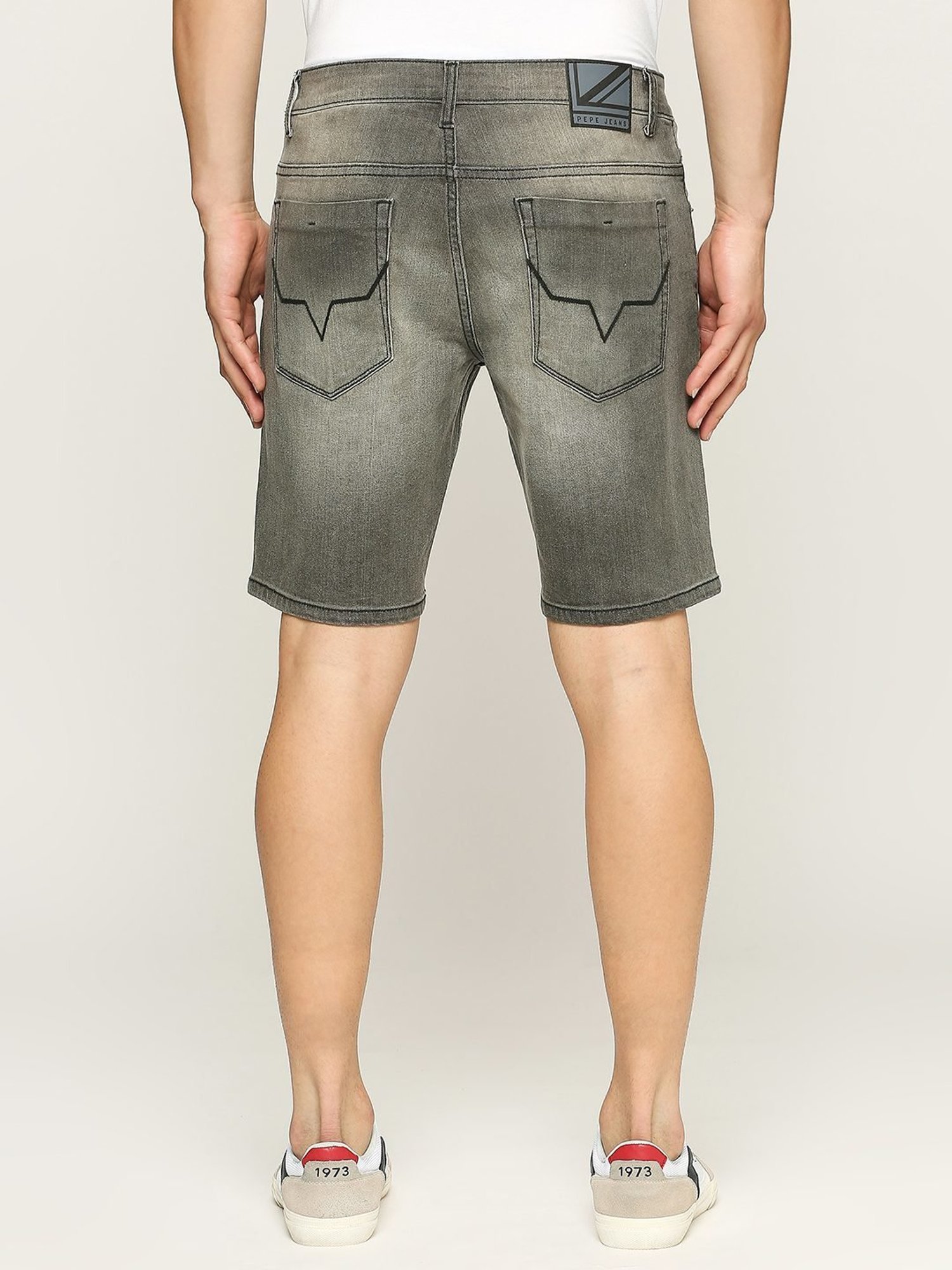 Pepe Jeans Grey Cotton Regular Fit Denim Shorts