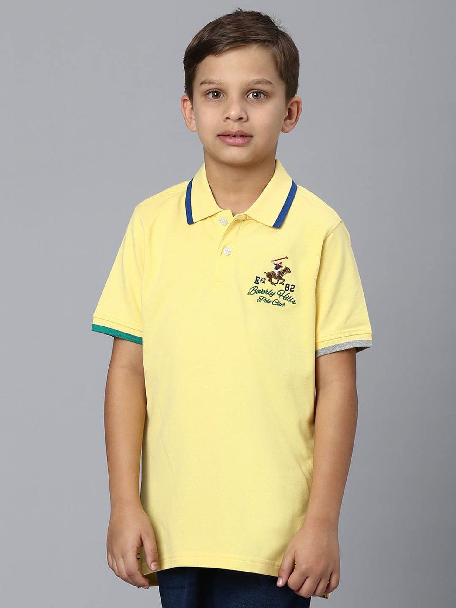 Beverly Hills Polo Club Kids Yellow Solid Polo T-Shirt