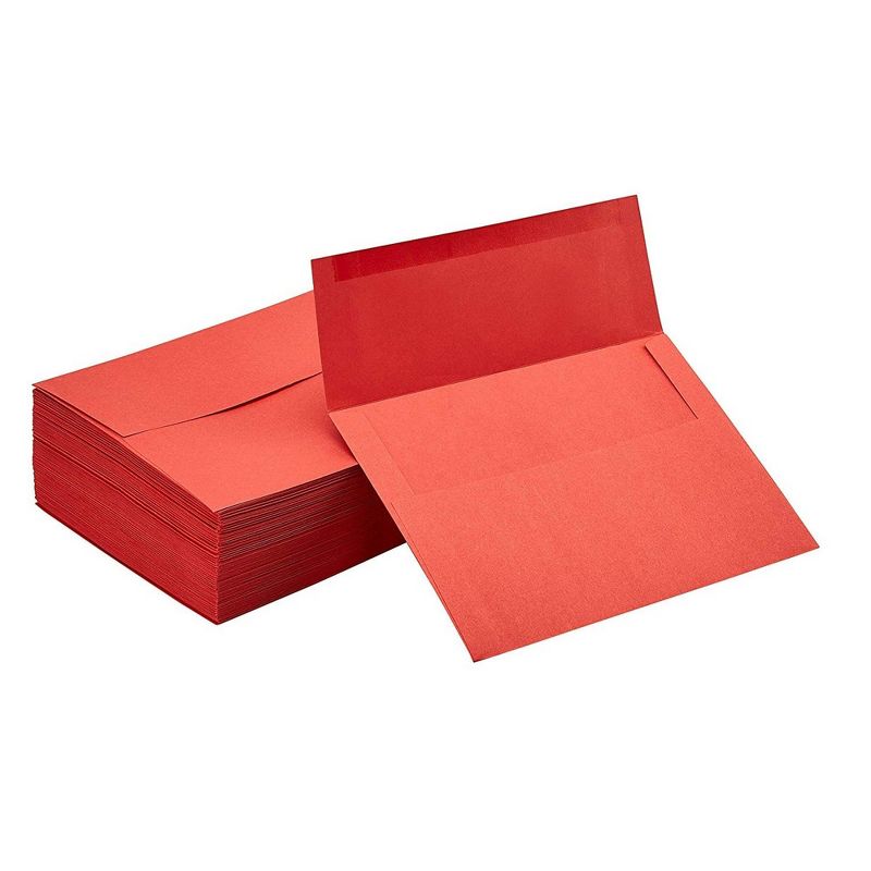 Sustainable Greetings 100-Pack Red A7 Envelopes 5 x 7 Gummed Seal Square-Flap for Invitation & Greeting Cards, 120gsm
