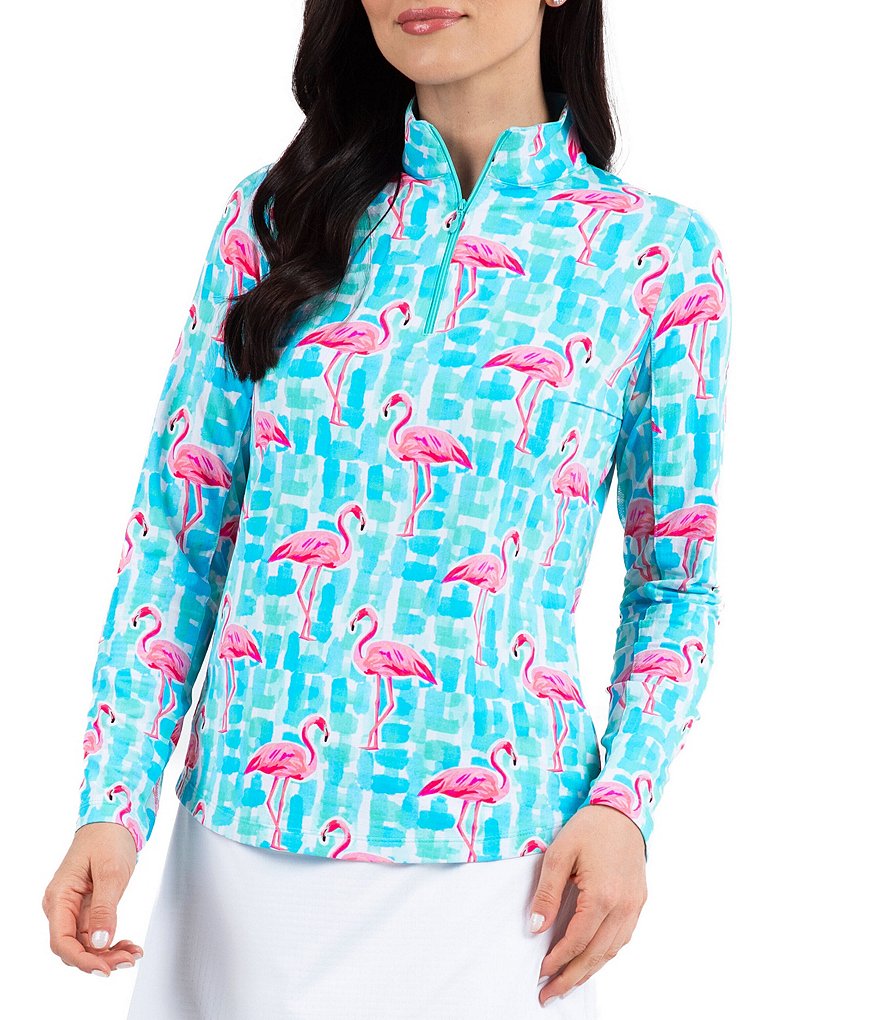 IBKUL Elsa Print Long Sleeve Mock Neck Top