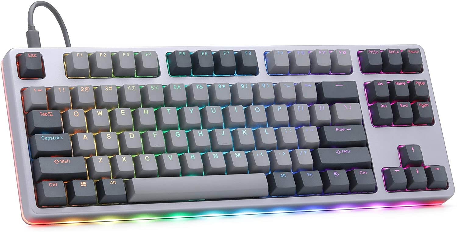 Drop CTRL High-Profile Mechanical Keyboard &mdash; Tenkeyless TKL (87 Key) Gaming Keyboard, Hot-Swap Switches, Programmable, Backlit RGB LED, USB-C, Doubleshot PBT, Aluminum (Gray, Kaihua Box White)