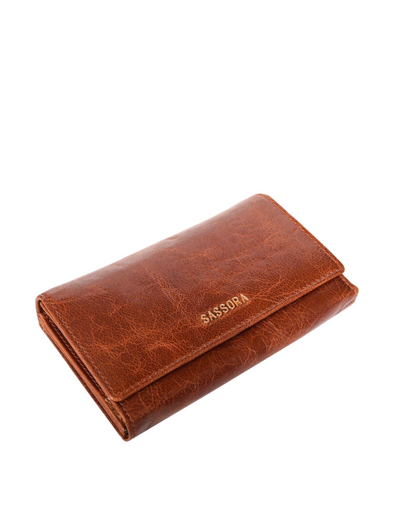 SASSORA Brown Textured Rfid Wallet for Women