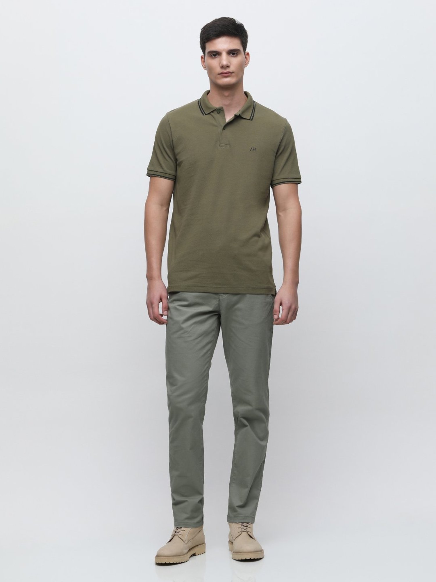 SELECTED HOMME Burnt Olive Slim Fit Cotton Polo T-Shirt