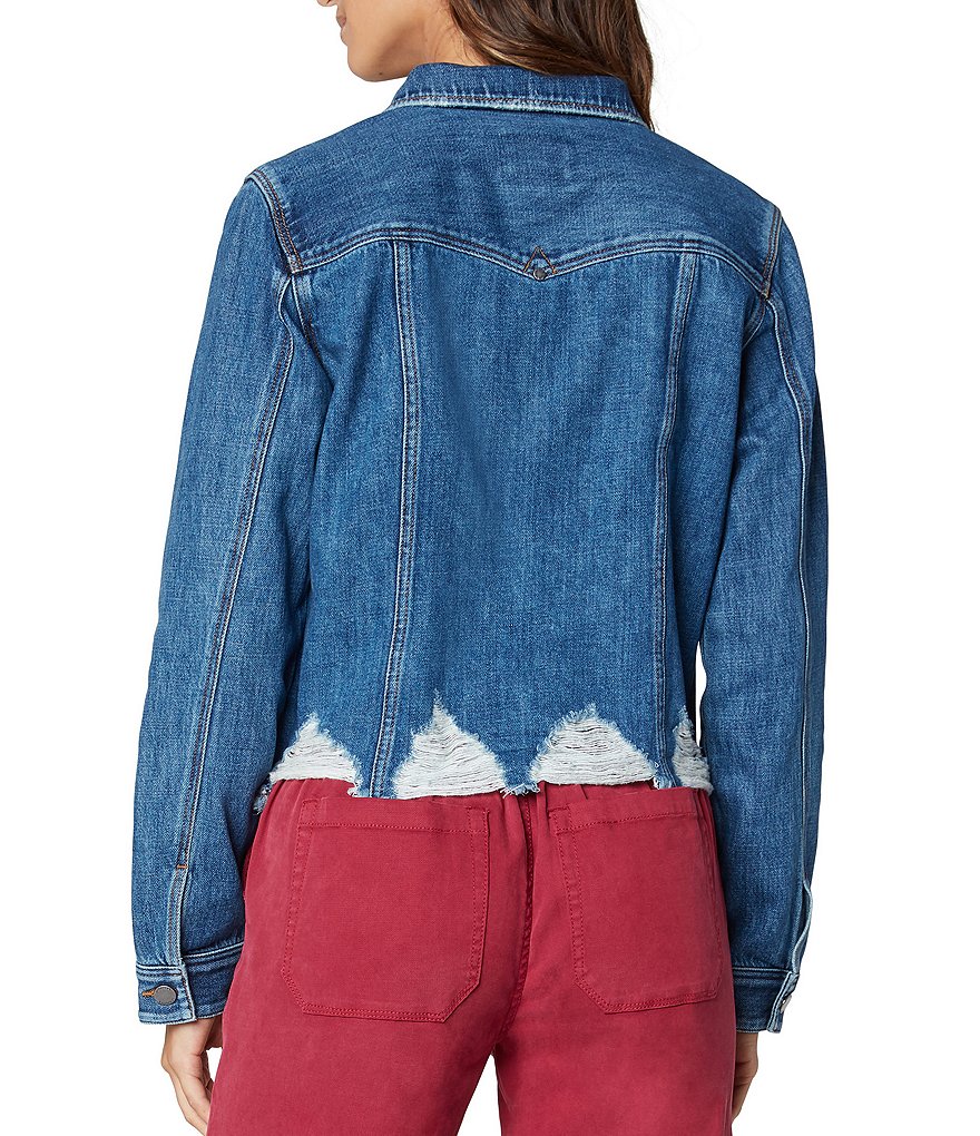 Liverpool Los Angeles Destructed Hem Classic Button Front Denim Jacket
