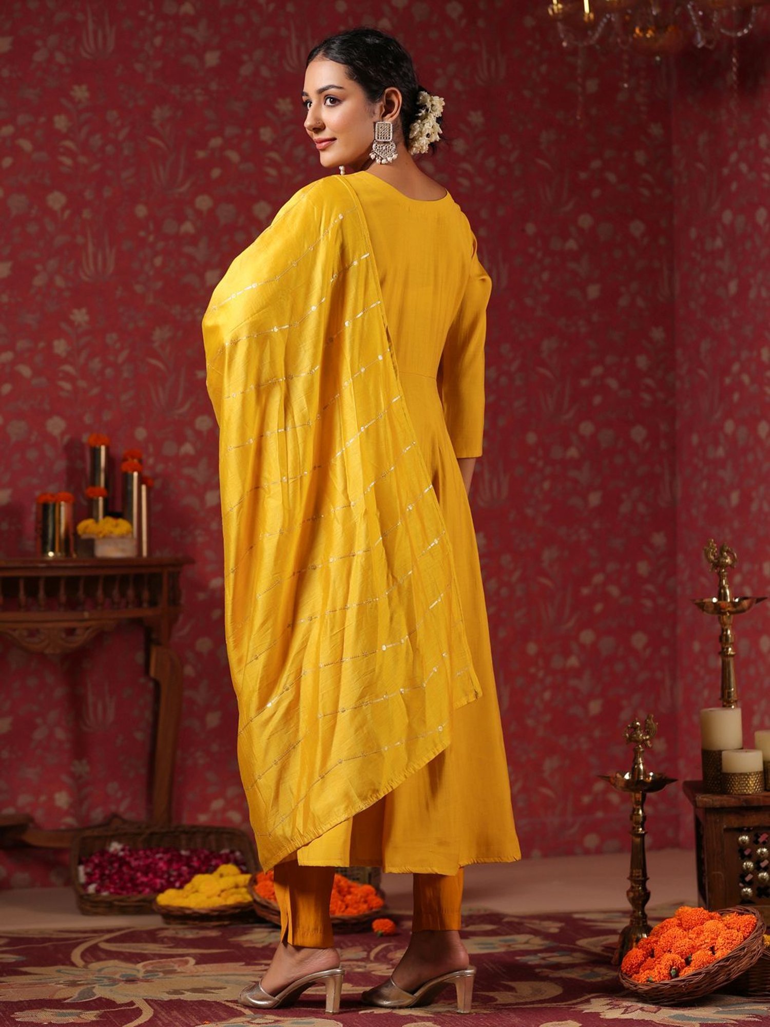 Ishin Yellow Embroidered Kurta Pant Set With Dupatta