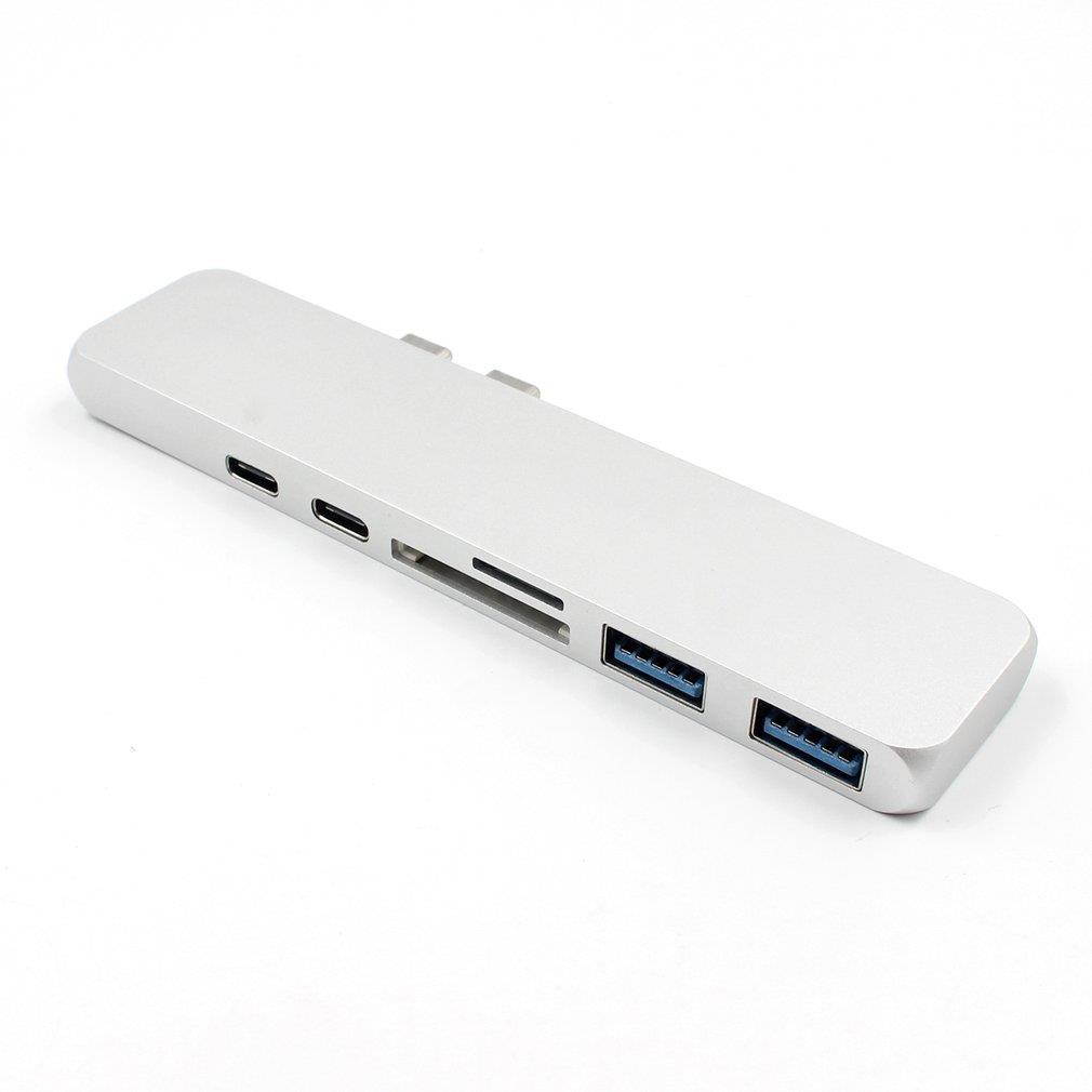 Multifunctional USB Hub Dual Type-C Multiports Card Reader Adapter 4K HDMI