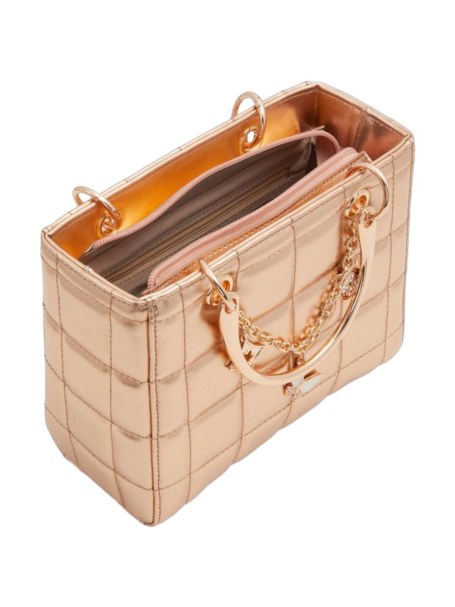 Call It Spring Rose Gold Quilted Handbag