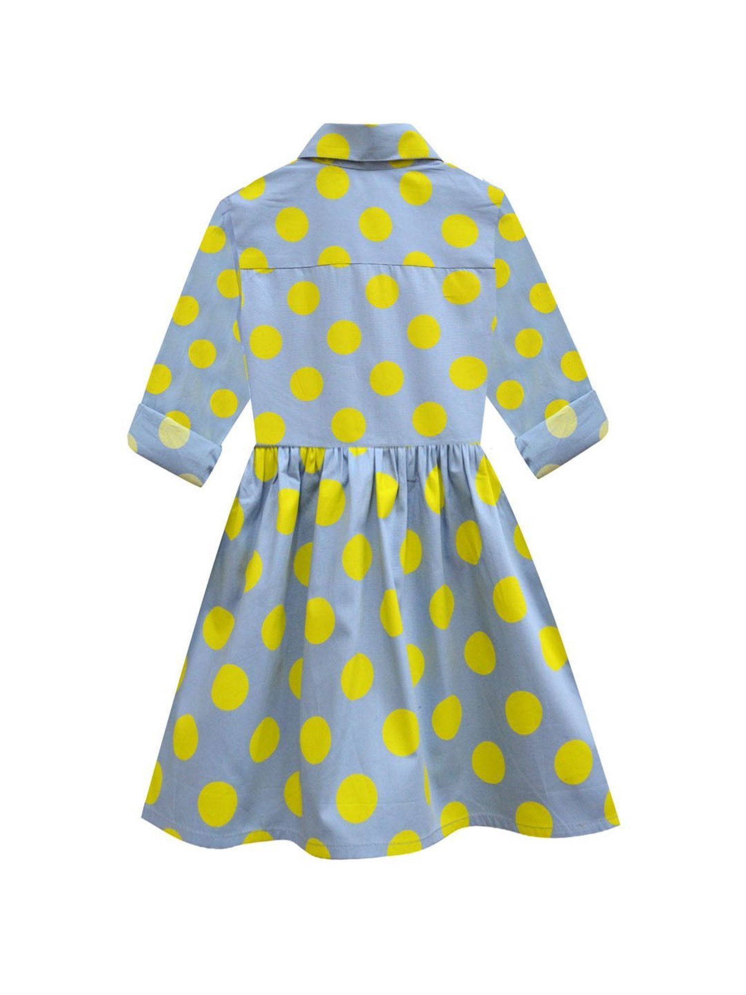 A.T.U.N. Girls Blue & Yellow Printed Full Sleeves Shirt Dress