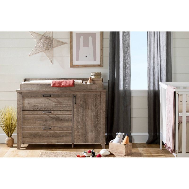 Hankel Changing Table - Pure White and Weathered Oak - South Shore