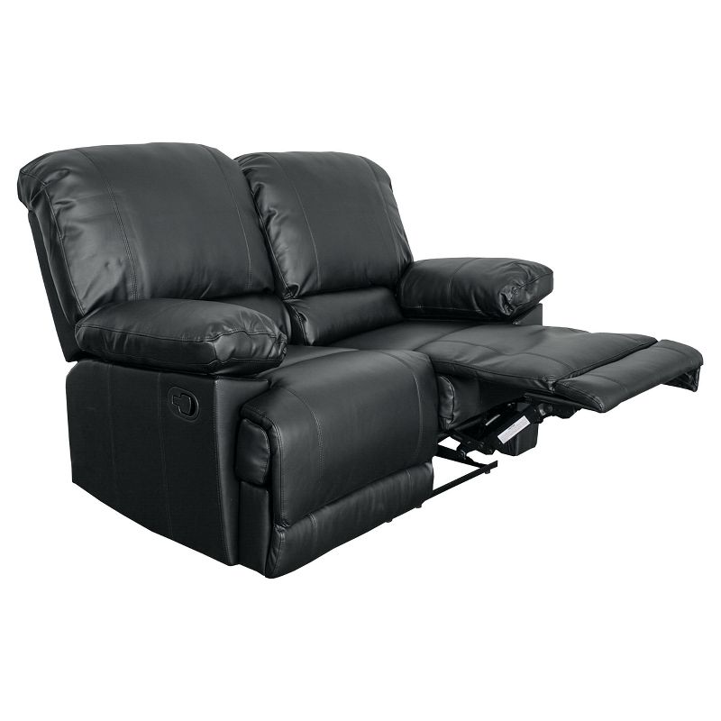 Lea Black Bonded Leather Reclining Loveseat - CorLiving
