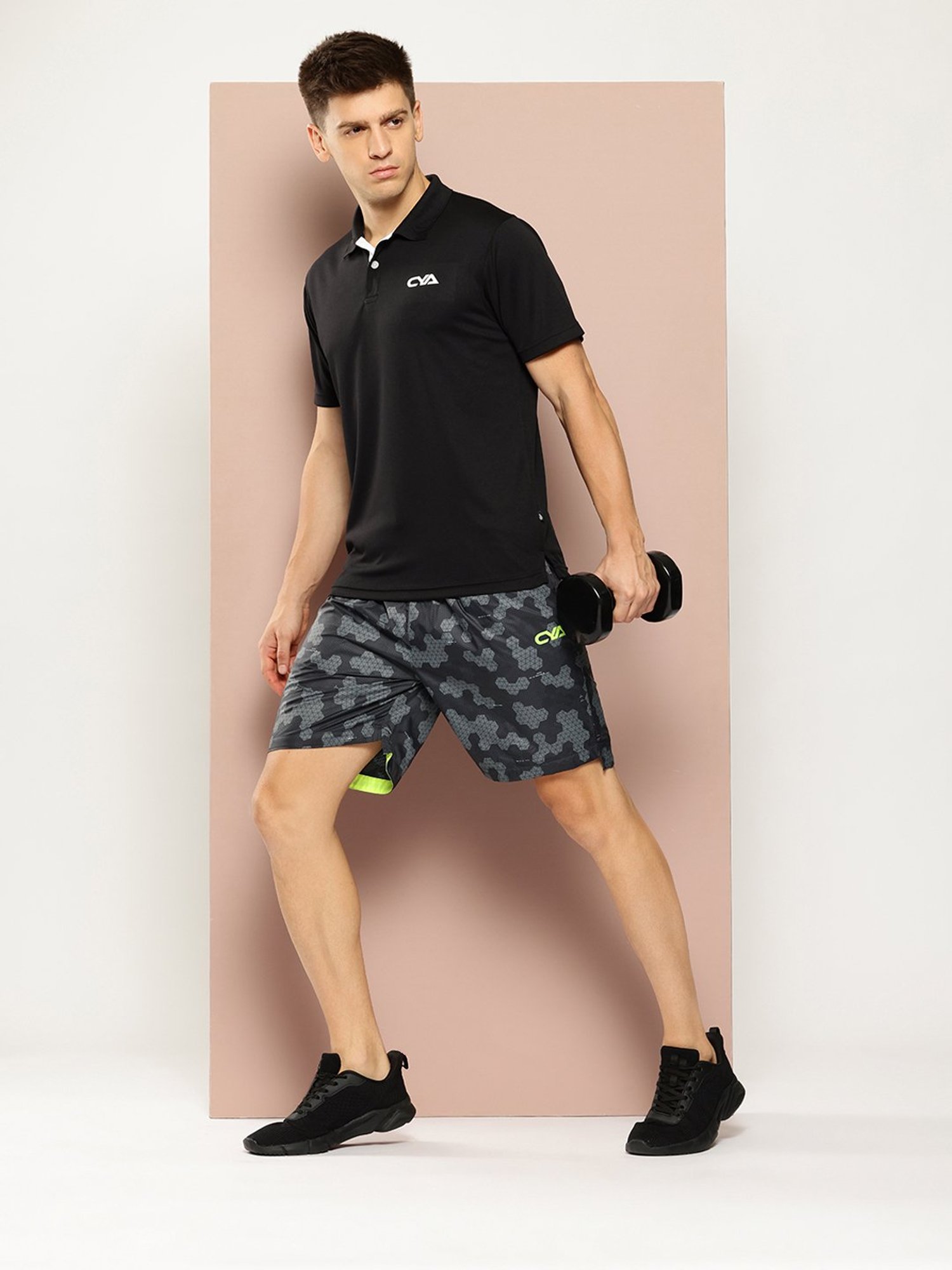 Club York Dark Grey Regular Fit Printed Sports Shorts