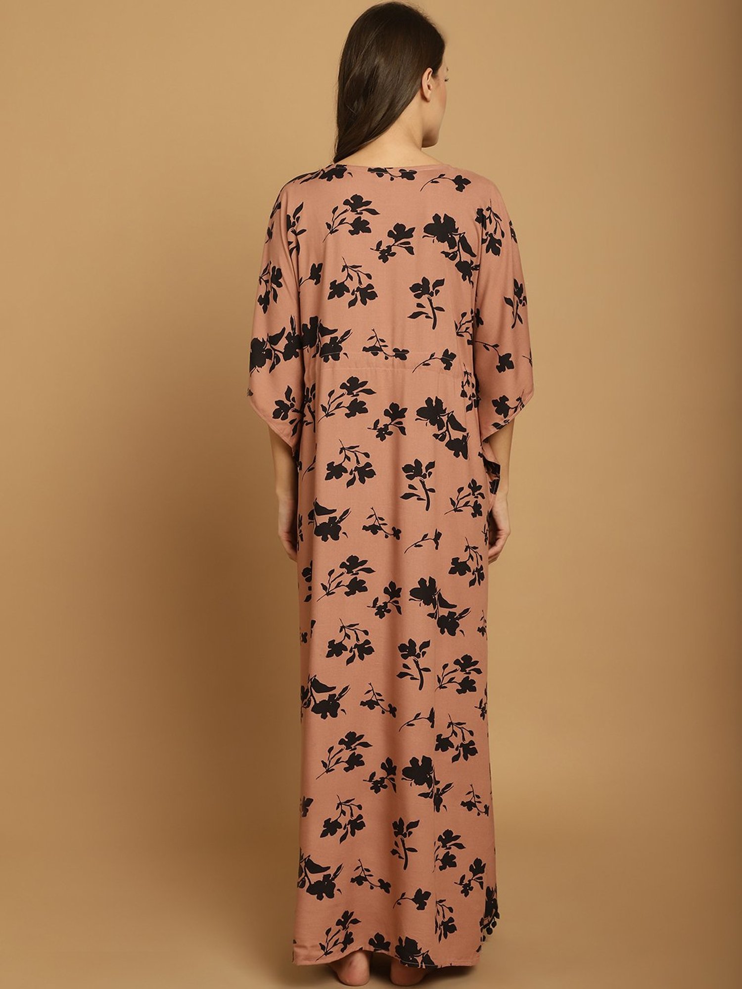 Secret Wish Brown Printed Maternity Kaftan Nighty