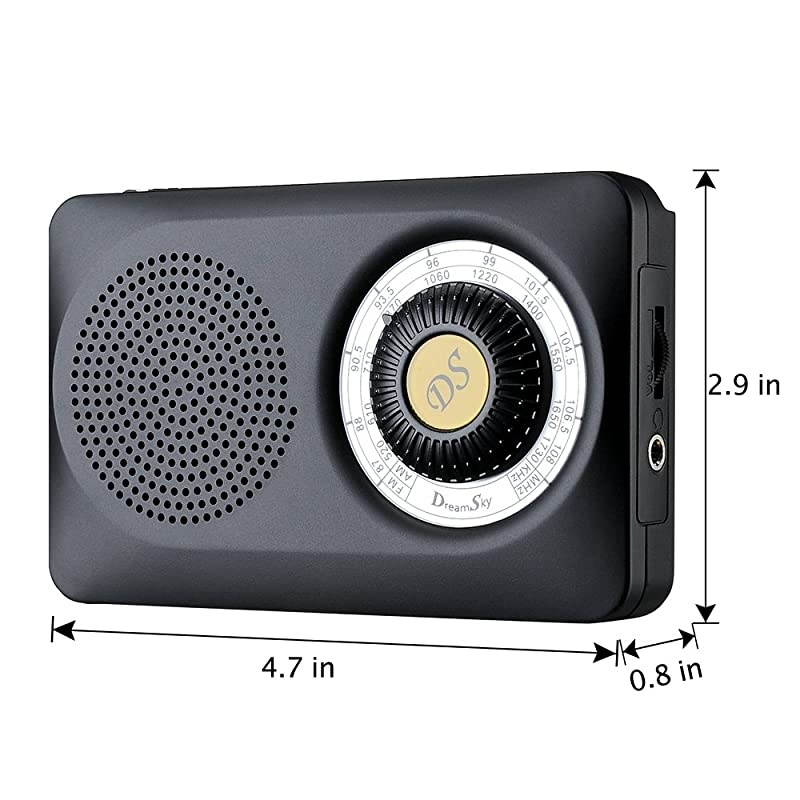 AM FM Portable Radio with Loudspeaker and Headphone Jack Superior Reception Pocket Radios for Emergency Camping Battery Operated
